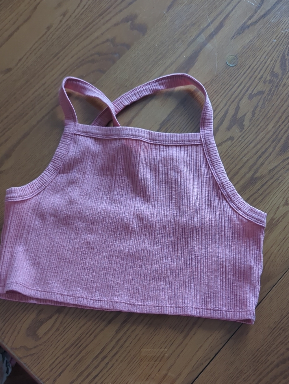 American Eagle Outfitters Pink Ribbed Cropped Tank